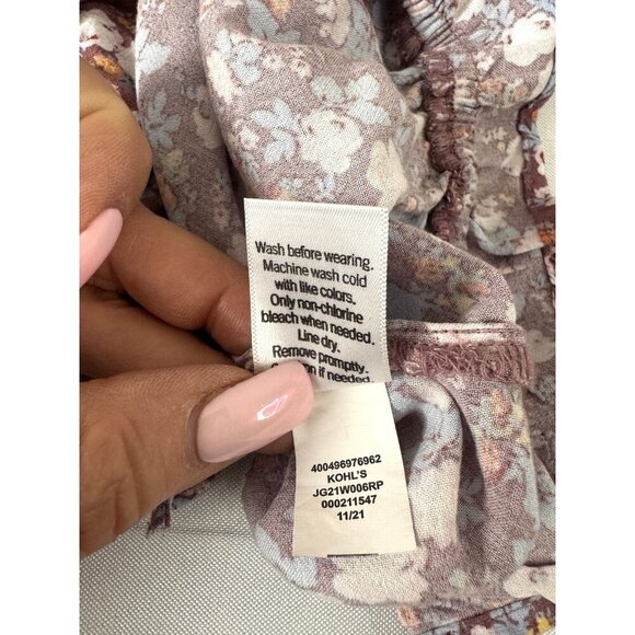 Y2K Floral L Crop Top Cottagecore Coquette Adjustable Ruched Hem Soft Girl Dream - Picture 8 of 8